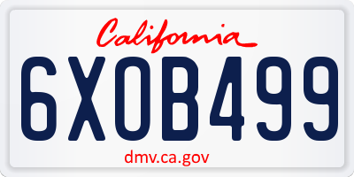 CA license plate 6XOB499