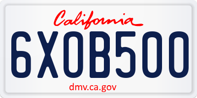 CA license plate 6XOB500