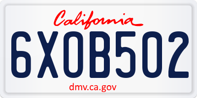 CA license plate 6XOB502