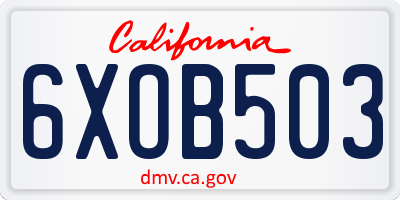 CA license plate 6XOB503