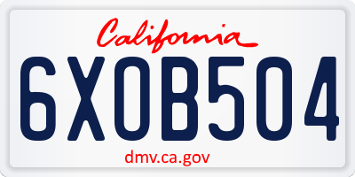 CA license plate 6XOB504