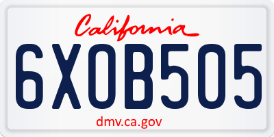 CA license plate 6XOB505