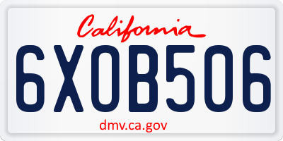 CA license plate 6XOB506