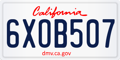 CA license plate 6XOB507