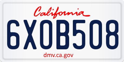 CA license plate 6XOB508