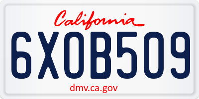 CA license plate 6XOB509