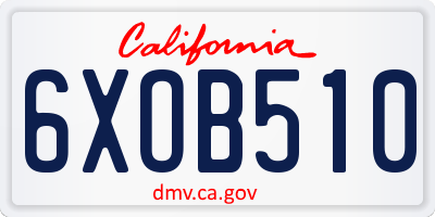 CA license plate 6XOB510
