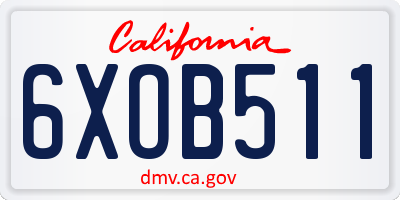 CA license plate 6XOB511
