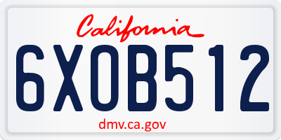 CA license plate 6XOB512