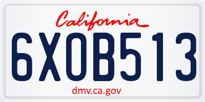 CA license plate 6XOB513