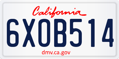 CA license plate 6XOB514
