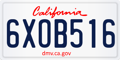 CA license plate 6XOB516