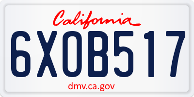 CA license plate 6XOB517