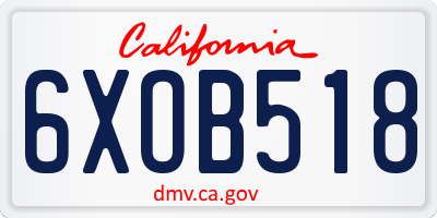CA license plate 6XOB518