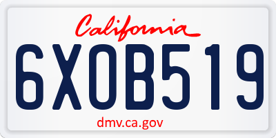 CA license plate 6XOB519
