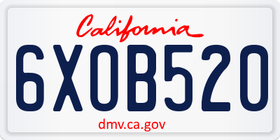 CA license plate 6XOB520