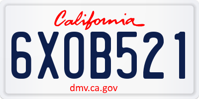 CA license plate 6XOB521