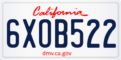 CA license plate 6XOB522