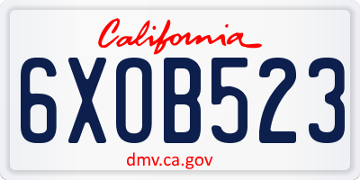 CA license plate 6XOB523