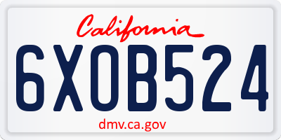 CA license plate 6XOB524