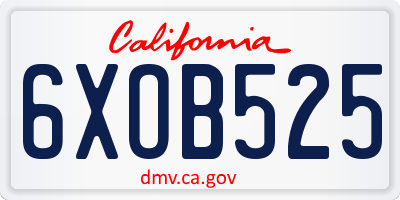 CA license plate 6XOB525