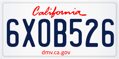 CA license plate 6XOB526