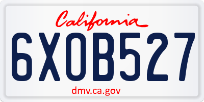 CA license plate 6XOB527