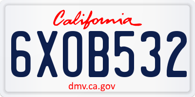 CA license plate 6XOB532