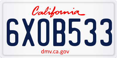 CA license plate 6XOB533