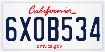 CA license plate 6XOB534
