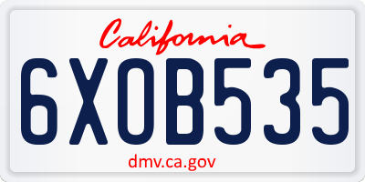 CA license plate 6XOB535