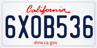 CA license plate 6XOB536
