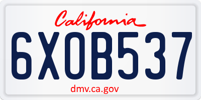 CA license plate 6XOB537