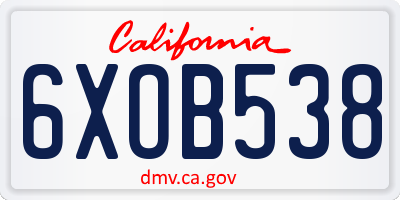 CA license plate 6XOB538