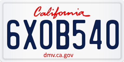 CA license plate 6XOB540