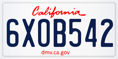 CA license plate 6XOB542
