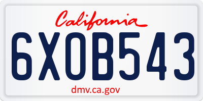 CA license plate 6XOB543