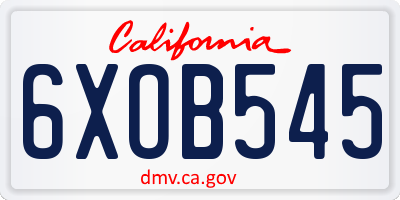 CA license plate 6XOB545