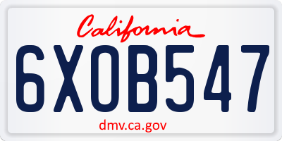 CA license plate 6XOB547