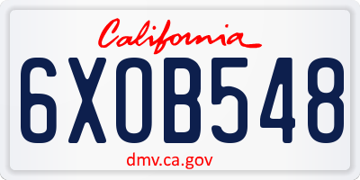 CA license plate 6XOB548