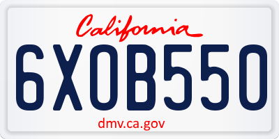 CA license plate 6XOB550