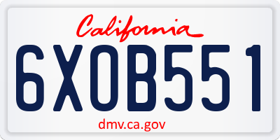 CA license plate 6XOB551
