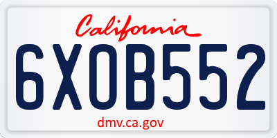 CA license plate 6XOB552
