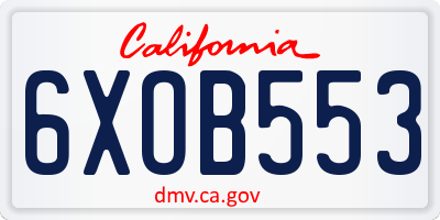 CA license plate 6XOB553