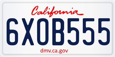 CA license plate 6XOB555