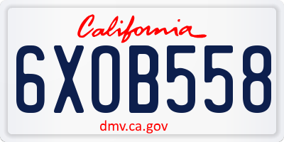 CA license plate 6XOB558