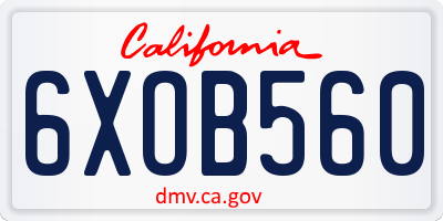 CA license plate 6XOB560