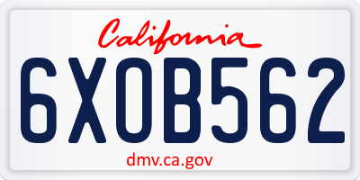 CA license plate 6XOB562