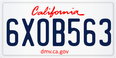 CA license plate 6XOB563