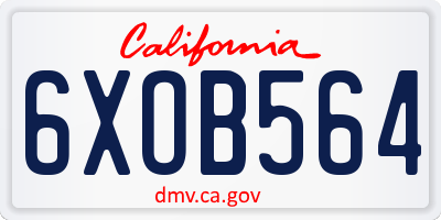 CA license plate 6XOB564